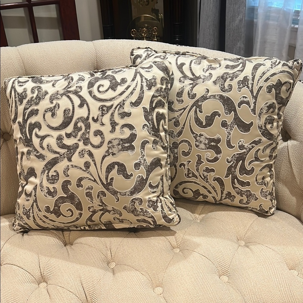 Elegant Cream and Gray Decorative Pillows